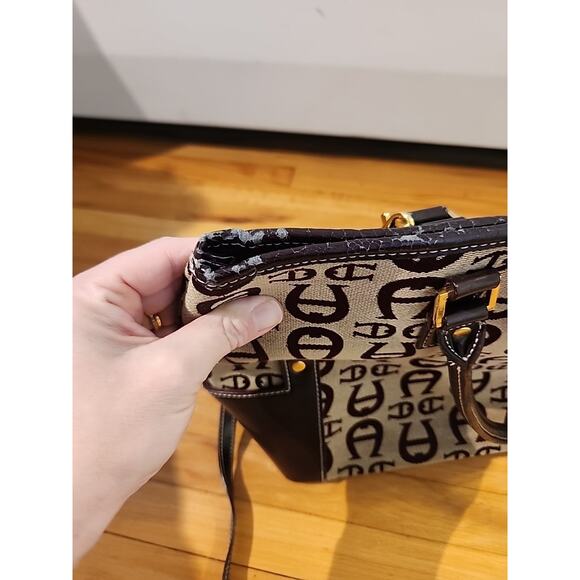 Vintage Etienne Aigner Shoulder Bag Purse Signature Logo Leather Trim Crossbody - Picture 5 of 9